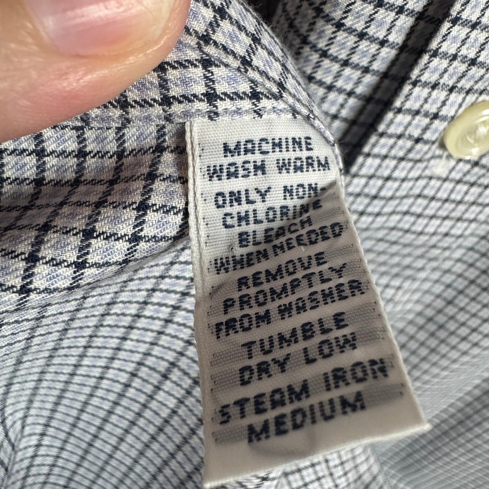 Ralph Lauren Mens XL Blake Blue White Micro Check Cotton Button Down Shirt - Picture 5 of 6